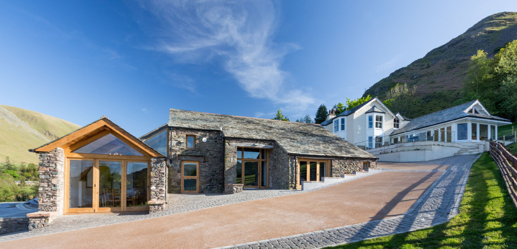 The Great Barn, with Waternook to the rear.